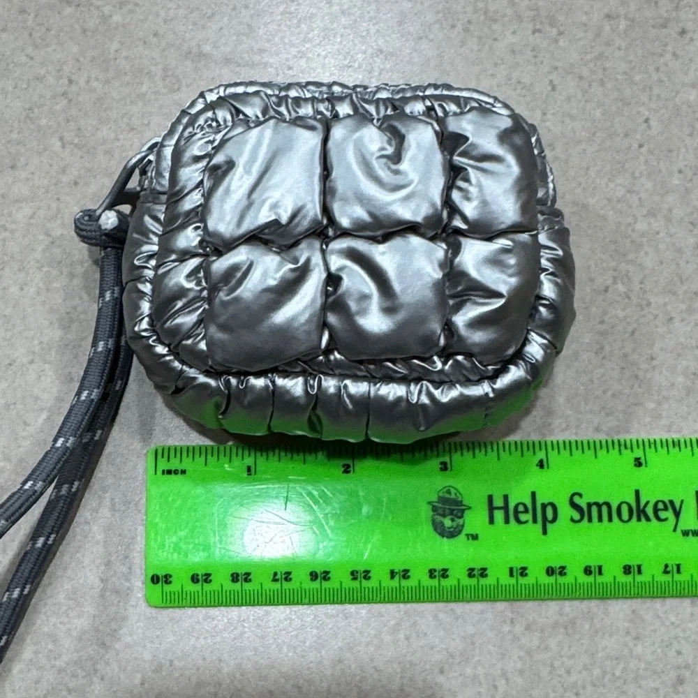 Metallic Silver Quilted Wristlet NWOT